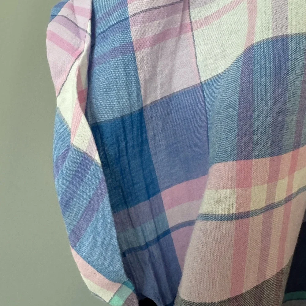 Talbots Multicolor Plaid Blouse US-Medium - Picture 3 of 8